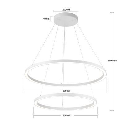 Brilagi - PORTOFINO LED, dimmbare Pendelleuchte mit Seilabhängung LED/98W/230V 3000-6000K Ø 80 cm weiß + Fernbedienung