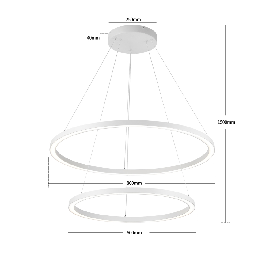 Brilagi - PORTOFINO LED, dimmbare Pendelleuchte mit Seilabhängung LED/98W/230V 3000-6000K Ø 80 cm weiß + Fernbedienung