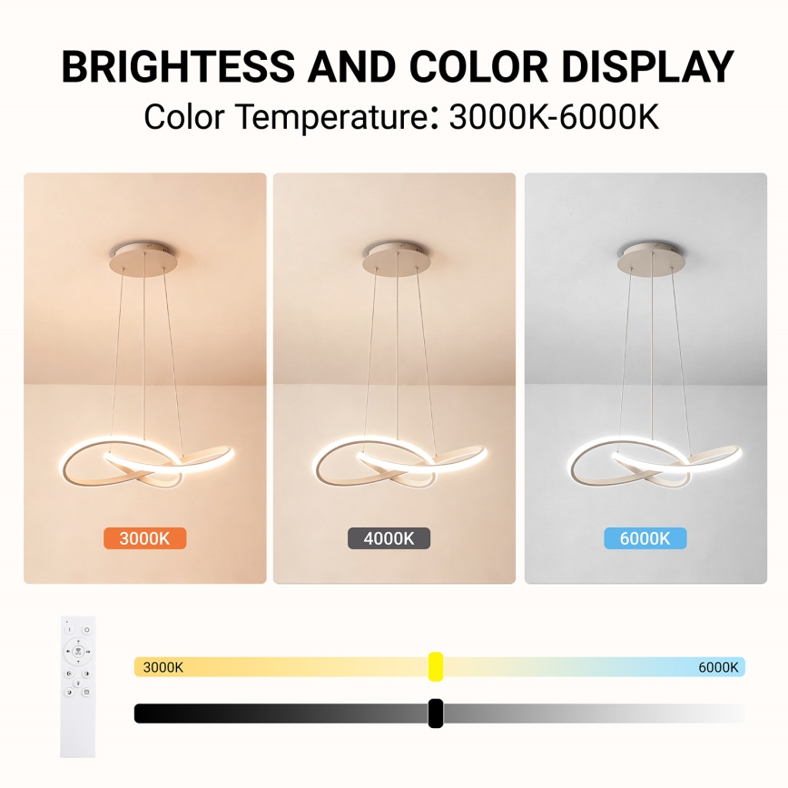 Brilagi - INFINITY dimmbare LED-Pendelleuchte an Kabel LED/55W/230V 3000-6000K 50x50 cm beige + Fernbedienung