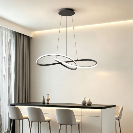 Brilagi - LED-dimmbare Pendelleuchte mit Kabelaufhängung INFINITY LED/80W/230V 3000-6000K 80x80 cm schwarz + Fernbedienung