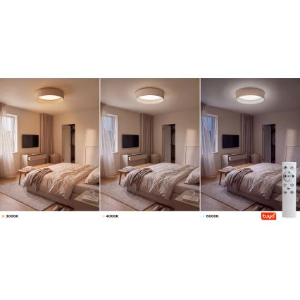 Brilagi - LED dimmbare Deckenleuchte VELVET SMARTIX LED/36W/230V 3000-6000K Ø 55 cm beige Wi-Fi Tuya Beacon + Fernbedienung