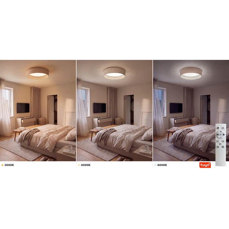 Brilagi - LED dimmbare Deckenleuchte VELVET SMARTIX LED/36W/230V 3000-6000K Ø 55 cm beige Wi-Fi Tuya Beacon + Fernbedienung