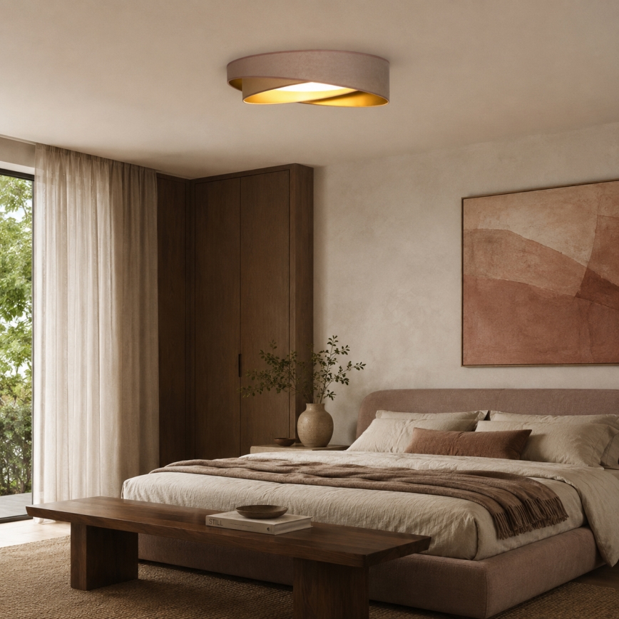 BRILAGI - LED-dimmbare Deckenleuchte VELVET TWIST LED/36W/230V 3000-6000K Ø 65 cm Wi-Fi Tuya Beacon beige/gold + Fernbedienung