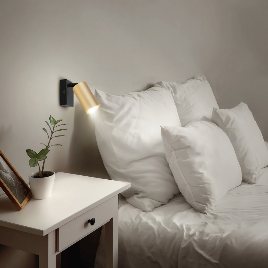 Brilagi - LED RGBW dimmbarer Wandspot mit Schalter SELE 1xGU10/4,8W/230V 3000K schwarz/gold + Fernbedienung