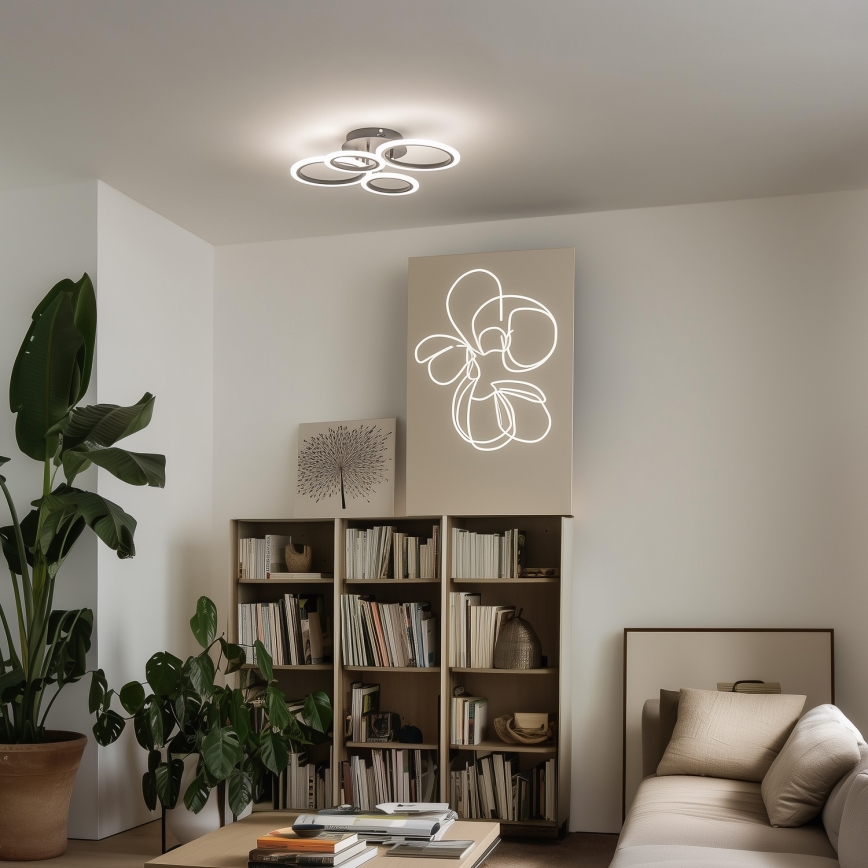 Brilagi - LED-dimmbare aufgesetzte Deckenleuchte ORBITS LED/50W/230V 3000-6500K schwarz + Fernbedienung