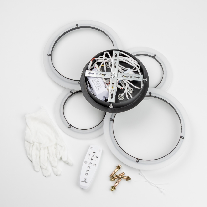 Brilagi - LED-dimmbare aufgesetzte Deckenleuchte ORBITS LED/50W/230V 3000-6500K schwarz + Fernbedienung