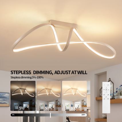Brilagi - dimmbare LED-Aufbauleuchte TWISTER LED/60W/230V 3000-6000K beige + Fernbedienung