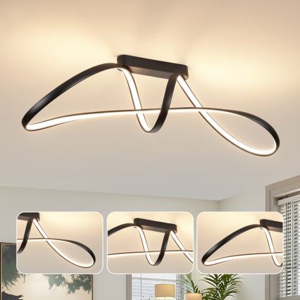 Brilagi - LED dimmbare aufgesetzte Deckenleuchte TWISTER LED/60W/230V 3000-6000K schwarz + Fernbedienung