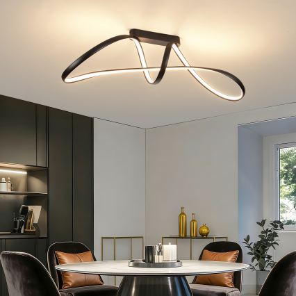 Brilagi - LED dimmbare aufgesetzte Deckenleuchte TWISTER LED/60W/230V 3000-6000K schwarz + Fernbedienung
