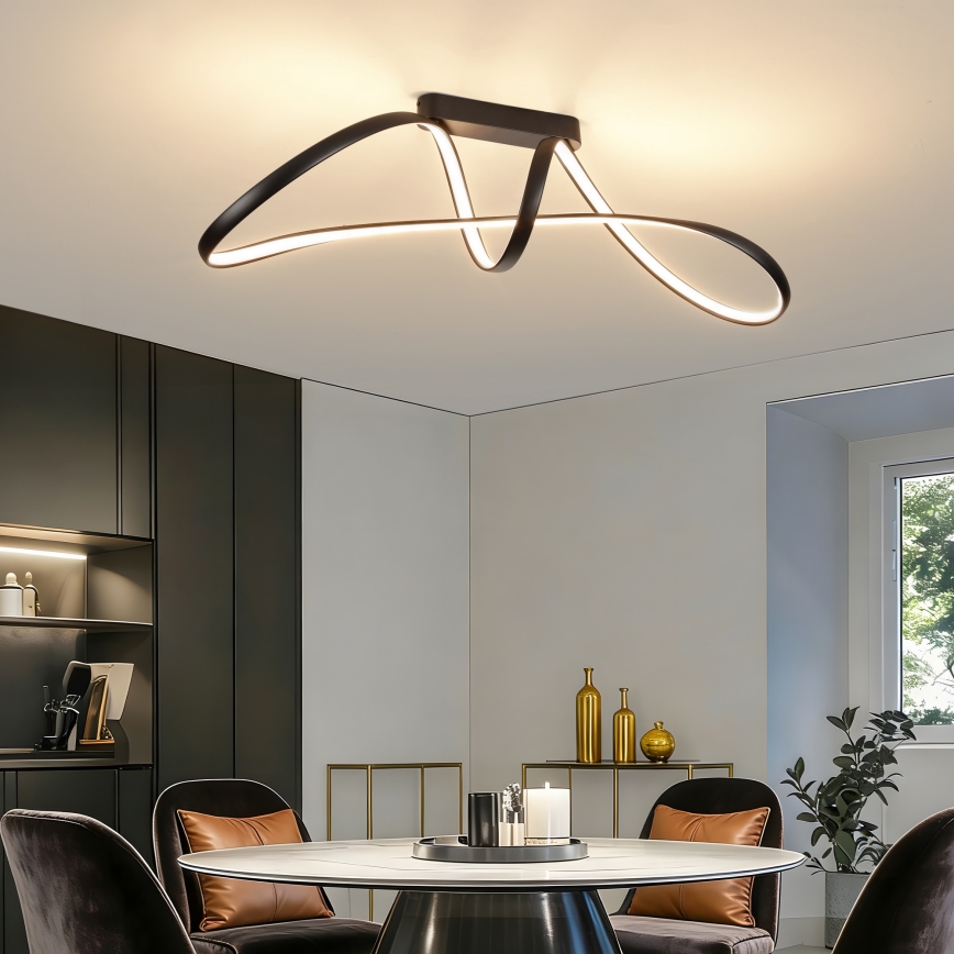 Brilagi - LED dimmbare aufgesetzte Deckenleuchte TWISTER LED/60W/230V 3000-6000K schwarz + Fernbedienung