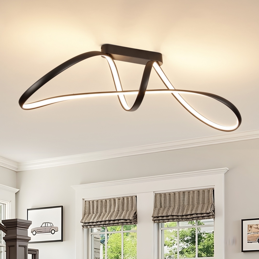 Brilagi - LED dimmbare aufgesetzte Deckenleuchte TWISTER LED/60W/230V 3000-6000K schwarz + Fernbedienung