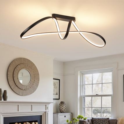 Brilagi - LED dimmbare aufgesetzte Deckenleuchte TWISTER LED/60W/230V 3000-6000K schwarz + Fernbedienung