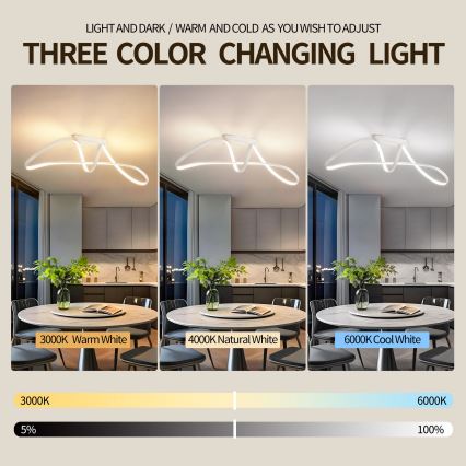 Brilagi - LED dimmbare Aufputz-Deckenleuchte TWISTER LED/60W/230V 3000-6000K weiß + Fernbedienung