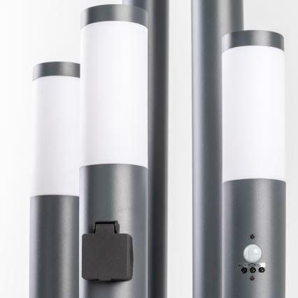 BRILAGI - LED-dimmbare Außenleuchte mit Steckdose ELIA 1xE27/6W/230V 2700-6500K IP44 WLAN 50 cm Anthrazit
