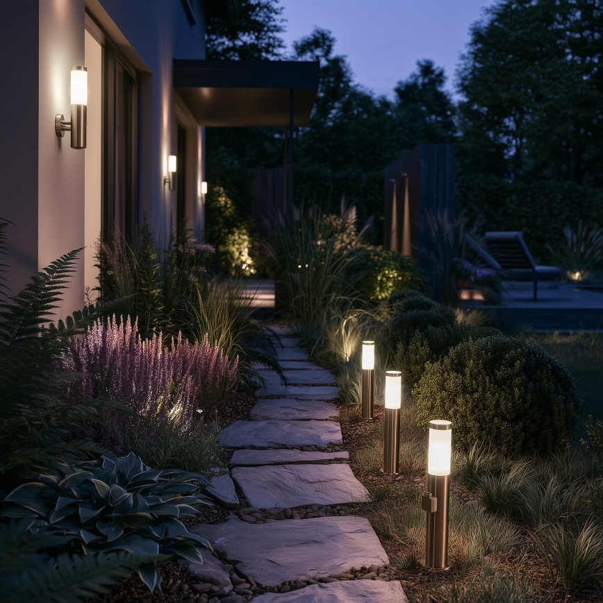 BRILAGI - LED-dimmbare Außenleuchte mit Steckdose ELIA 1xE27/6W/230V 2700-6500K IP44 Wi-Fi 50 cm mattchrom