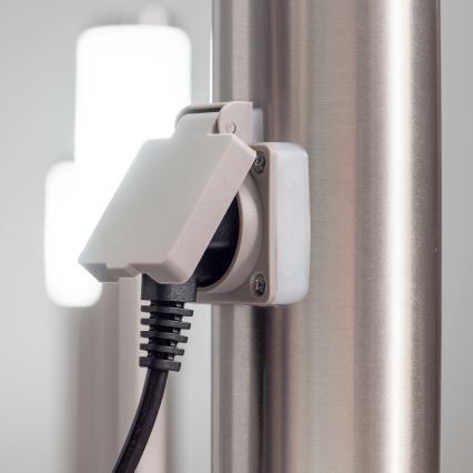 BRILAGI - LED-dimmbare Außenleuchte mit Steckdose ELIA 1xE27/6W/230V 2700-6500K IP44 Wi-Fi 50 cm mattchrom