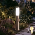 BRILAGI - LED-dimmbare Außenleuchte mit Steckdose ELIA 1xE27/6W/230V 2700-6500K IP44 Wi-Fi 50 cm mattchrom
