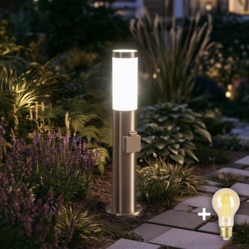 BRILAGI - LED-dimmbare Außenleuchte mit Steckdose ELIA 1xE27/6W/230V 2700-6500K IP44 Wi-Fi 50 cm mattchrom