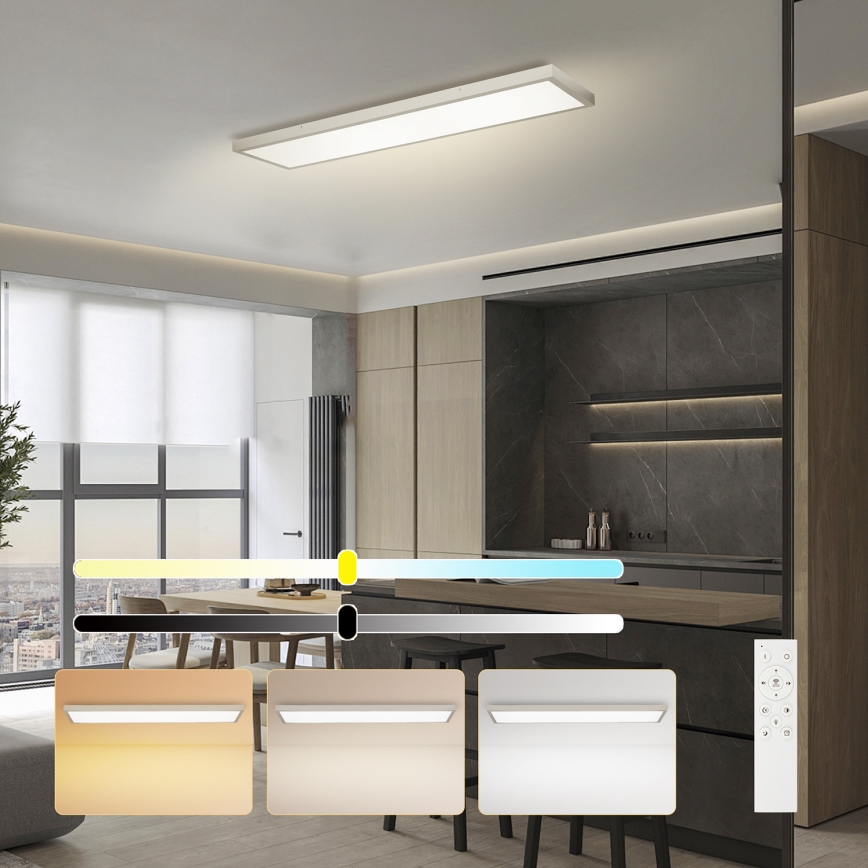 Brilagi - LED-dimmbare Badezimmer-Deckenleuchte FRAME SMART LED/50W/230V 120x30 cm 3000-6000K IP44 silber + Fernbedienung