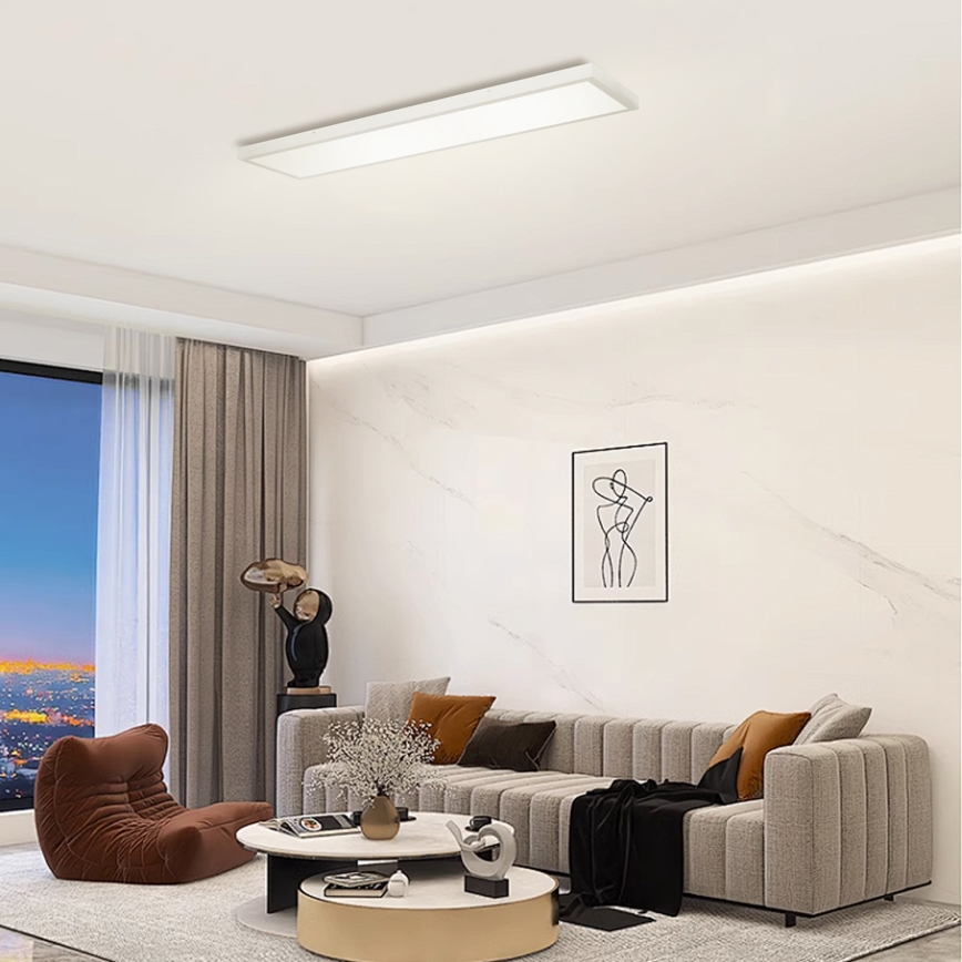 Brilagi - LED-dimmbare Badezimmer-Deckenleuchte FRAME SMART LED/50W/230V 120x30 cm 3000-6000K IP44 silber + Fernbedienung