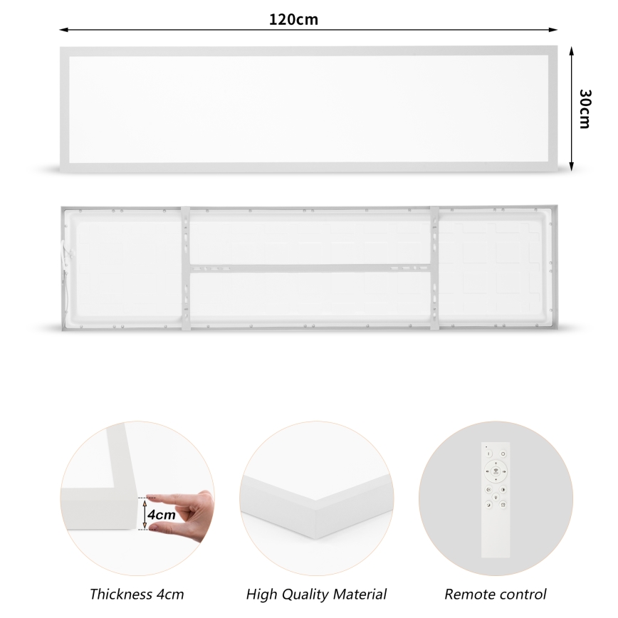 Brilagi - LED-dimmbare Badezimmer-Deckenleuchte FRAME SMART LED/50W/230V 120x30 cm 3000-6000K IP44 silber + Fernbedienung