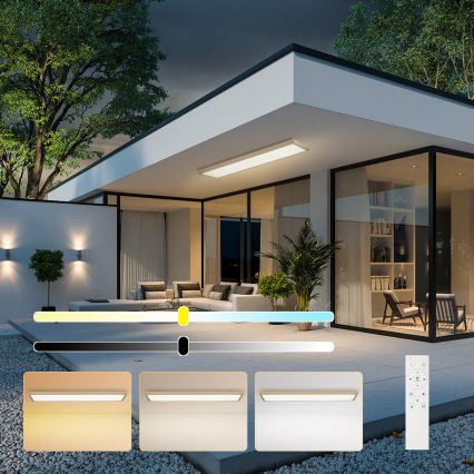 Brilagi - LED-dimmbare Badezimmer-Deckenleuchte FRAME SMART LED/50W/230V 120x30 cm 3000-6000K IP44 beige + Fernbedienung