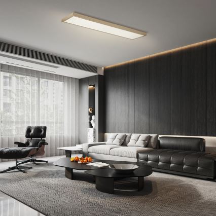 Brilagi - LED-dimmbare Badezimmer-Deckenleuchte FRAME SMART LED/50W/230V 120x30 cm 3000-6000K IP44 beige + Fernbedienung