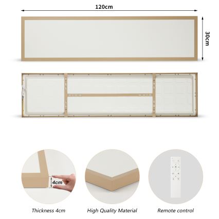 Brilagi - LED-dimmbare Badezimmer-Deckenleuchte FRAME SMART LED/50W/230V 120x30 cm 3000-6000K IP44 beige + Fernbedienung