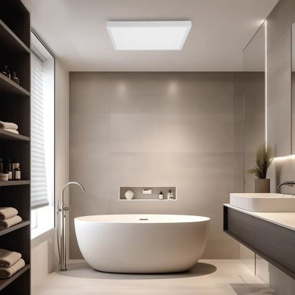 Brilagi - Dimmbare Badezimmerdeckenleuchte FRAME SMART LED/50W/230V 60x60 cm 3000-6000K IP44 Weiß + Fernbedienung