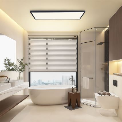 Brilagi - LED-dimmbare Badezimmer-Deckenleuchte FRAME SMART LED/96W/230V 120x60 cm 3000-6000K IP44 schwarz + Fernbedienung