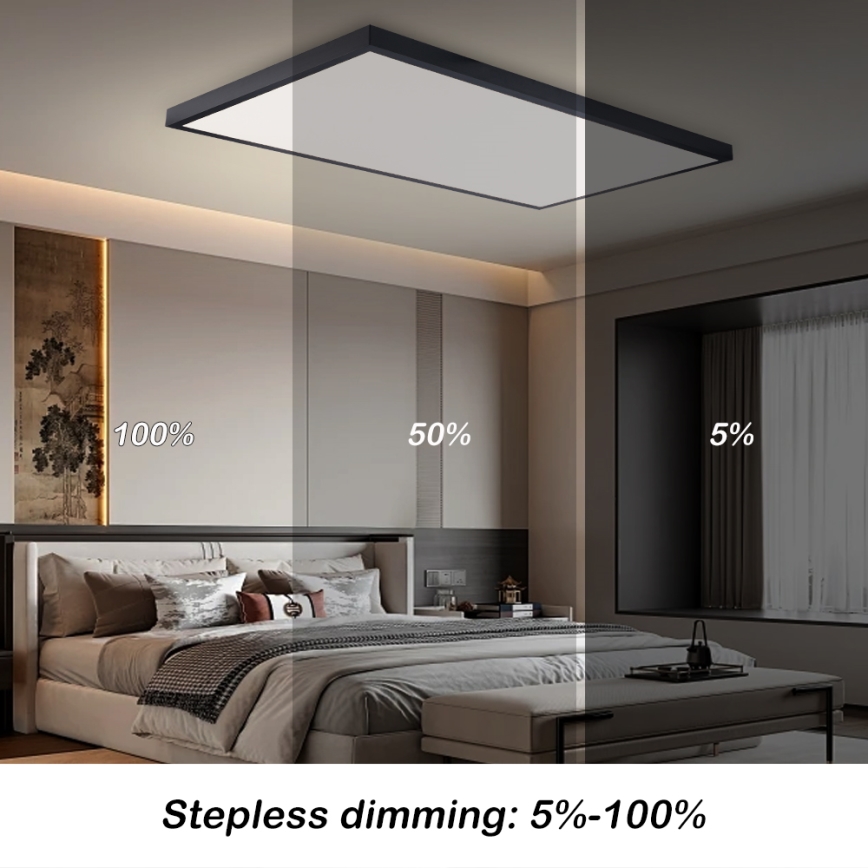 Brilagi - LED-dimmbare Badezimmer-Deckenleuchte FRAME SMART LED/96W/230V 120x60 cm 3000-6000K IP44 schwarz + Fernbedienung