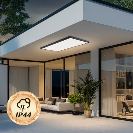 Brilagi - LED-dimmbare Badezimmer-Deckenleuchte FRAME SMART LED/96W/230V 120x60 cm 3000-6000K IP44 schwarz + Fernbedienung