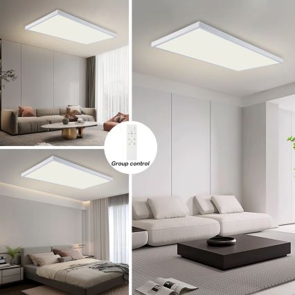 Brilagi - Dimmbare LED-Badezimmer-Deckenleuchte FRAME SMART LED/96W/230V 120x60 cm 3000-6000K IP44 weiß + Fernbedienung