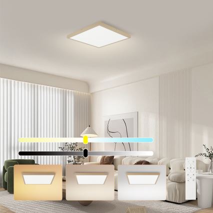 Brilagi - LED-dimmbare Badezimmer-Deckenleuchte FRAME SMART LED/50W/230V 60x60 cm 3000-6000K IP44 beige + Fernbedienung