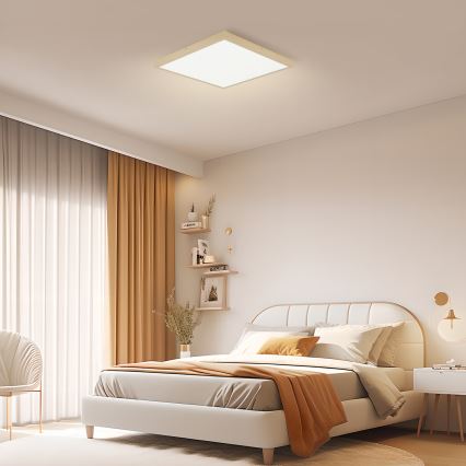 Brilagi - LED-dimmbare Badezimmer-Deckenleuchte FRAME SMART LED/50W/230V 60x60 cm 3000-6000K IP44 beige + Fernbedienung