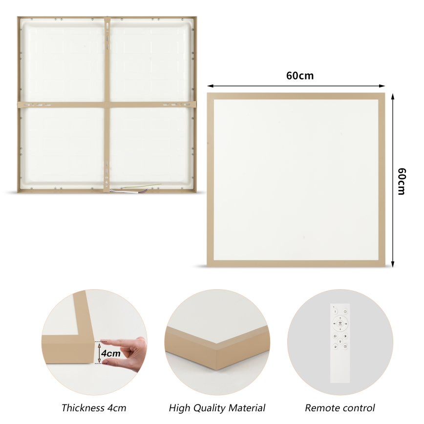 Brilagi - LED-dimmbare Badezimmer-Deckenleuchte FRAME SMART LED/50W/230V 60x60 cm 3000-6000K IP44 beige + Fernbedienung