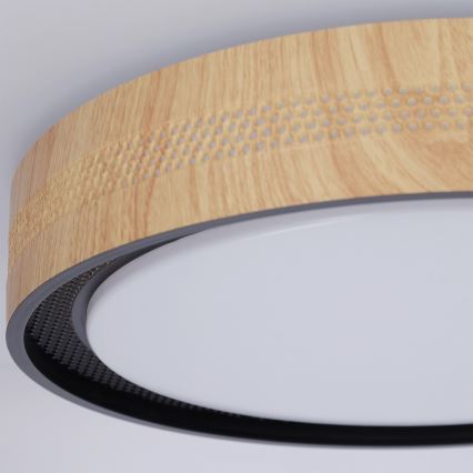 Brilagi - dimmbare LED-Deckenleuchte COCI LED/48W/230V 3000-6500K Ø 39 cm Holzdekor/Schwarz + Fernbedienung