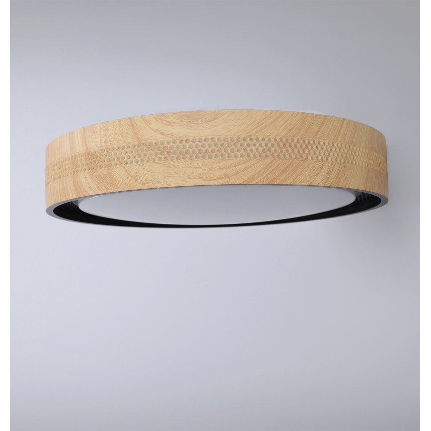 Brilagi - dimmbare LED-Deckenleuchte COCI LED/48W/230V 3000-6500K Ø 39 cm Holzdekor/Schwarz + Fernbedienung