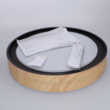 Brilagi - dimmbare LED-Deckenleuchte COCI LED/48W/230V 3000-6500K Ø 39 cm Holzdekor/Schwarz + Fernbedienung