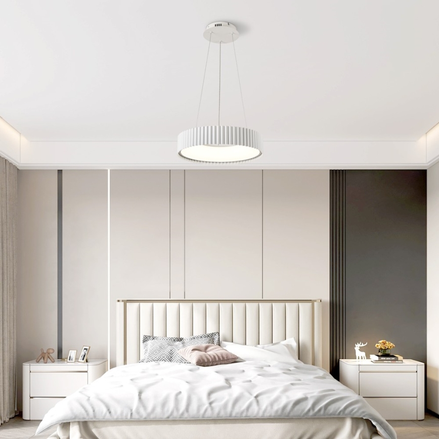 BRILAGI - LED-dimmbare Hängeleuchte mit Kabelaufhängung FALCON MODERN LED/30W/230V 3000–6000K Ø 40 cm weiß + Fernbedienung
