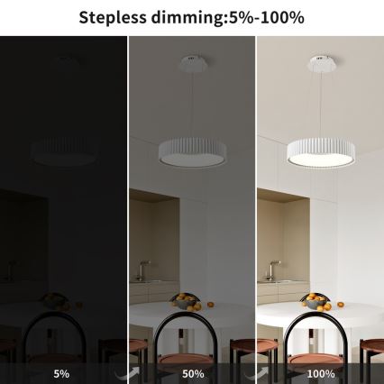 BRILAGI - LED-dimmbare Hängeleuchte mit Kabelaufhängung FALCON MODERN LED/30W/230V 3000–6000K Ø 40 cm weiß + Fernbedienung