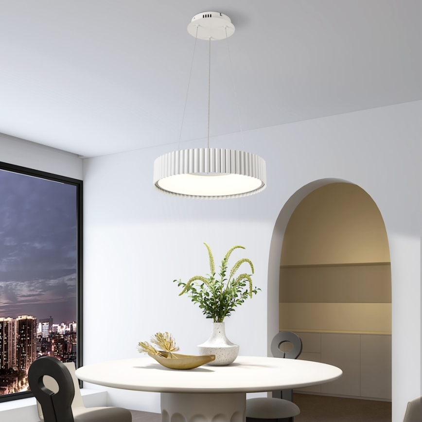 BRILAGI - LED-dimmbare Hängeleuchte mit Kabelaufhängung FALCON MODERN LED/30W/230V 3000–6000K Ø 40 cm weiß + Fernbedienung