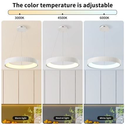 BRILAGI - dimmbare LED-Pendelleuchte an Kabel FALCON MODERN LED/54W/230V 3000-6000K Ø 60 cm weiß + Fernbedienung