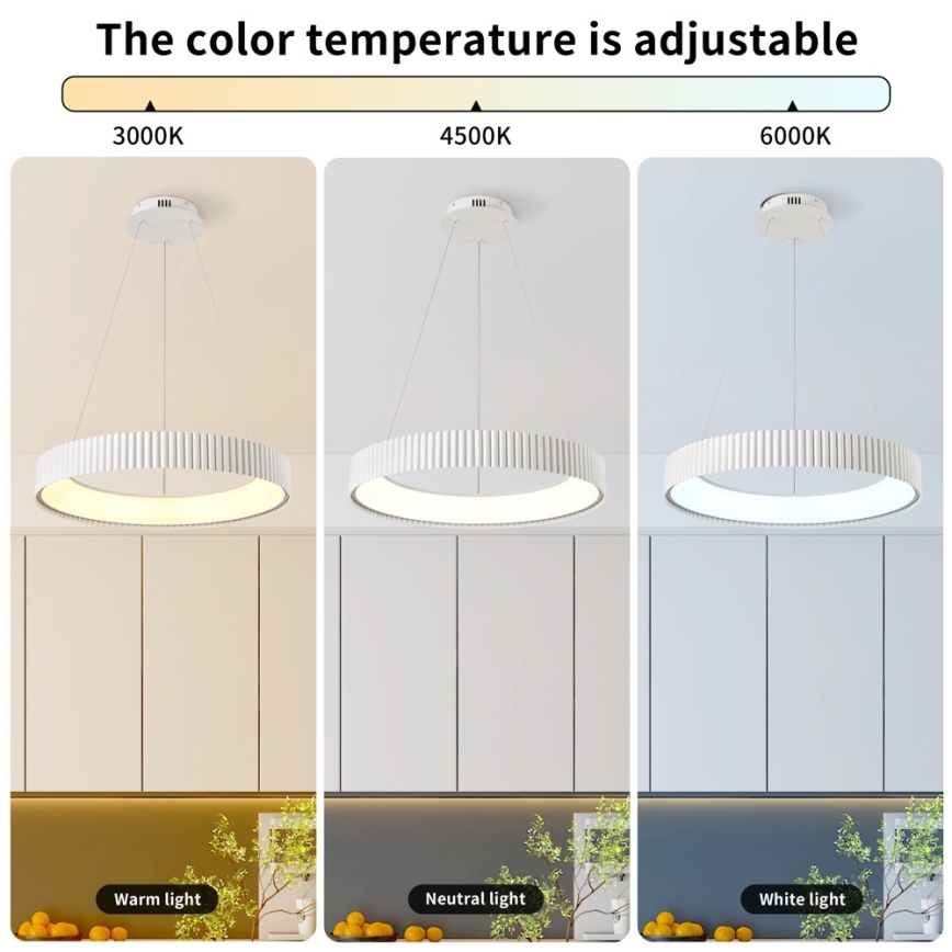BRILAGI - dimmbare LED-Pendelleuchte an Kabel FALCON MODERN LED/54W/230V 3000-6000K Ø 60 cm weiß + Fernbedienung