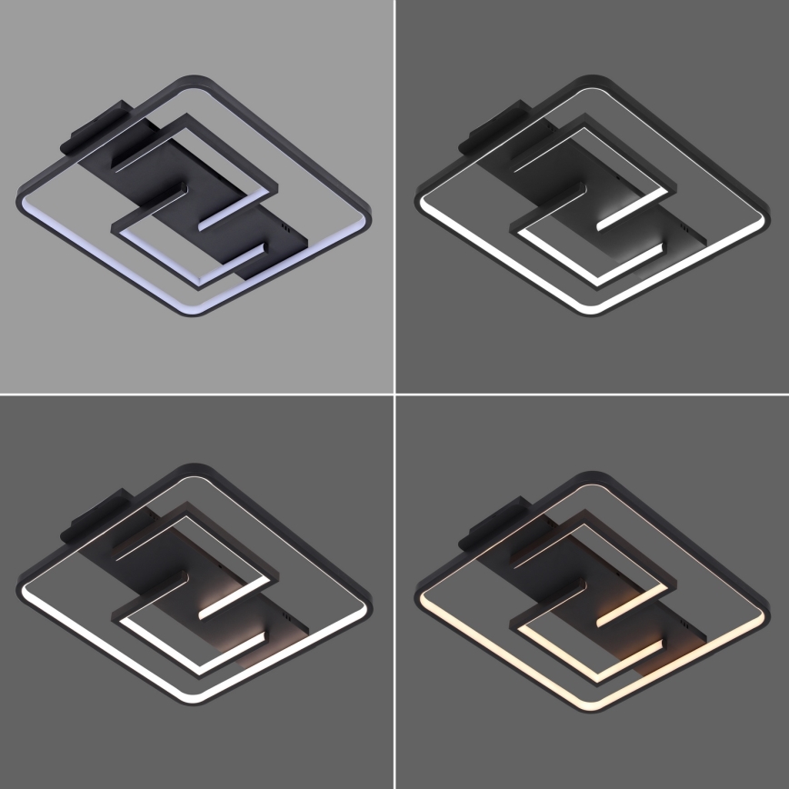 Brilagi - dimmbare LED-Deckenleuchte FLARE LED/34W/230V 3000-6000K 48x48 cm schwarz + Fernbedienung