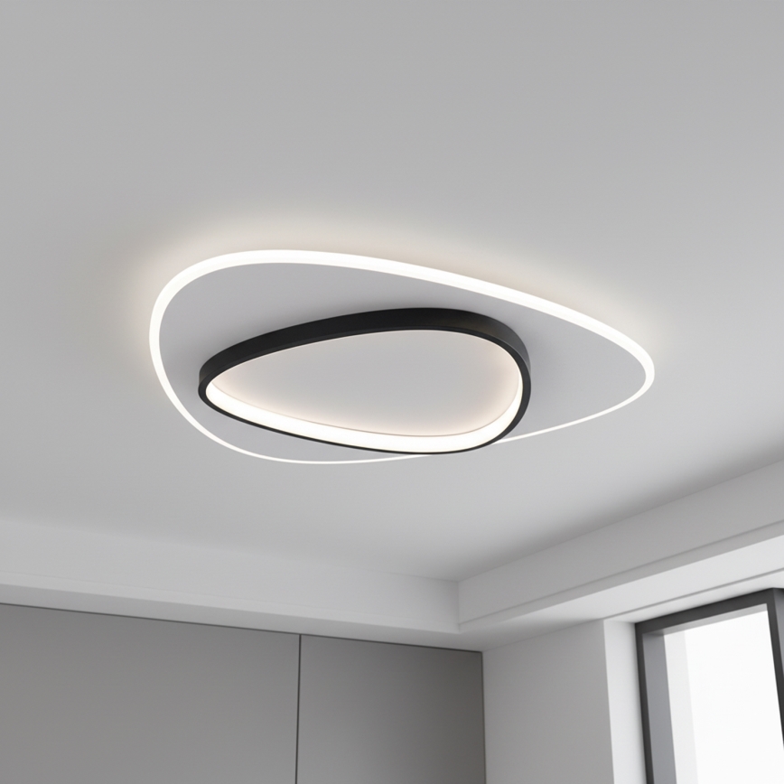 Brilagi - dimmbare LED-Deckenleuchte FLARE LED/70W/230V 3000-6000K 55x55 cm weiß/schwarz + Fernbedienung