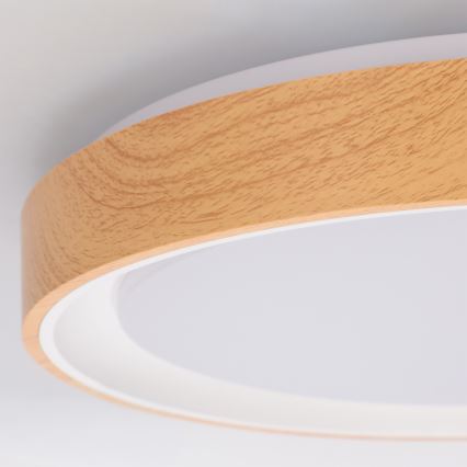 Brilagi - LED-dimmbare Deckenleuchte FLOCO LED/48W/230V Ø 40 cm Holzdekor/weiß + Fernbedienung