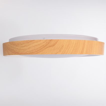 Brilagi - LED-dimmbare Deckenleuchte FLOCO LED/48W/230V Ø 40 cm Holzdekor/weiß + Fernbedienung