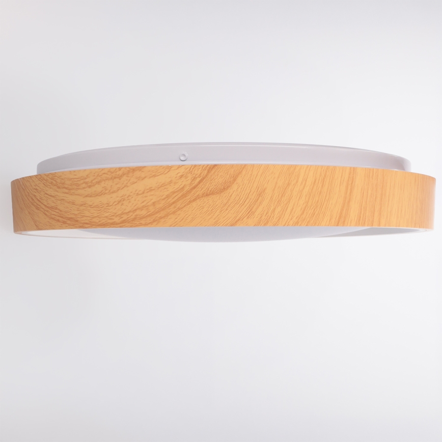 Brilagi - LED-dimmbare Deckenleuchte FLOCO LED/48W/230V Ø 40 cm Holzdekor/weiß + Fernbedienung