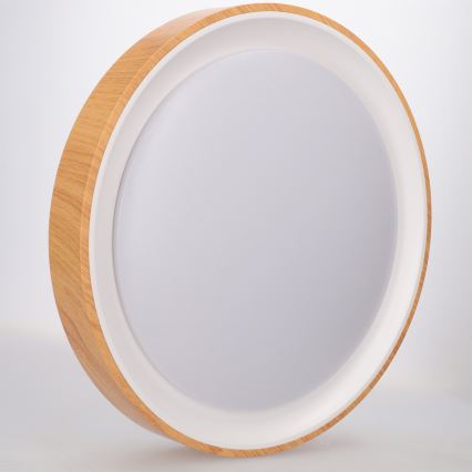 Brilagi - LED-dimmbare Deckenleuchte FLOCO LED/48W/230V Ø 40 cm Holzdekor/weiß + Fernbedienung